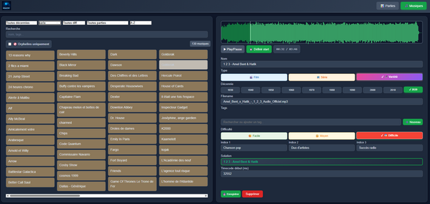 Interface administrateur Kouizic